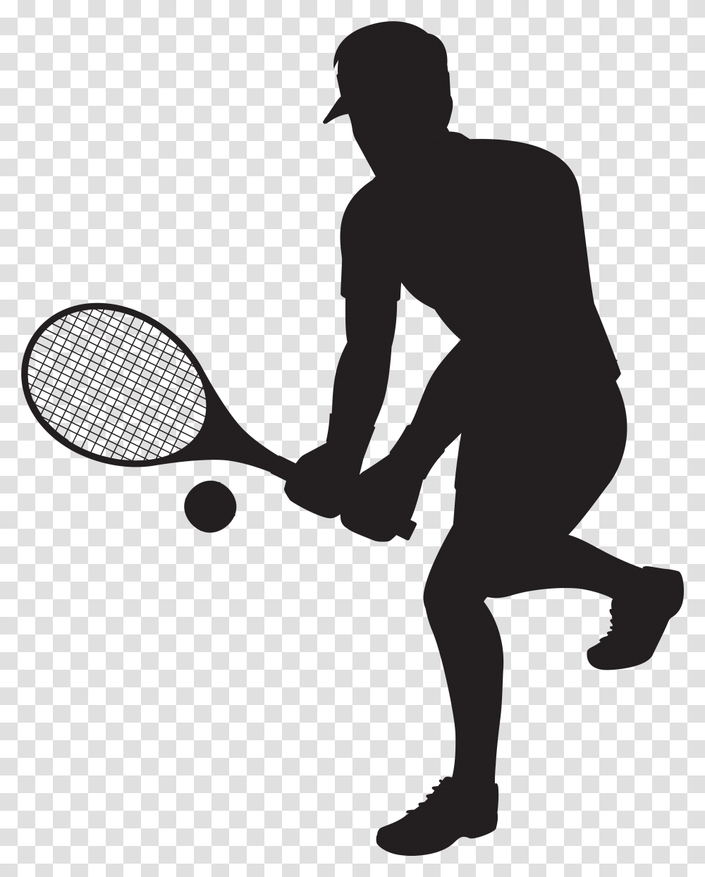 Player Silhouette Clip Art, Person, Human, Tennis Racket, Sport Transparent Png