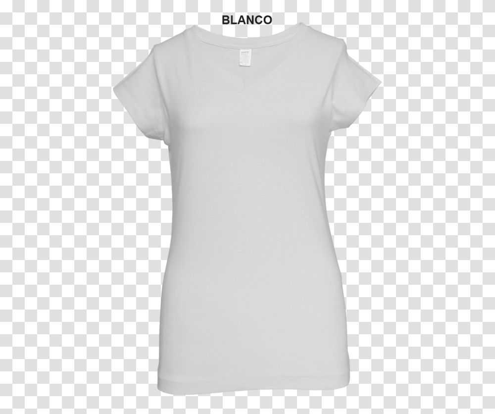 Playera Dama Manga Corta Cuello V Algodn Peinado Blanca Active Shirt, Apparel, T-Shirt, Undershirt Transparent Png