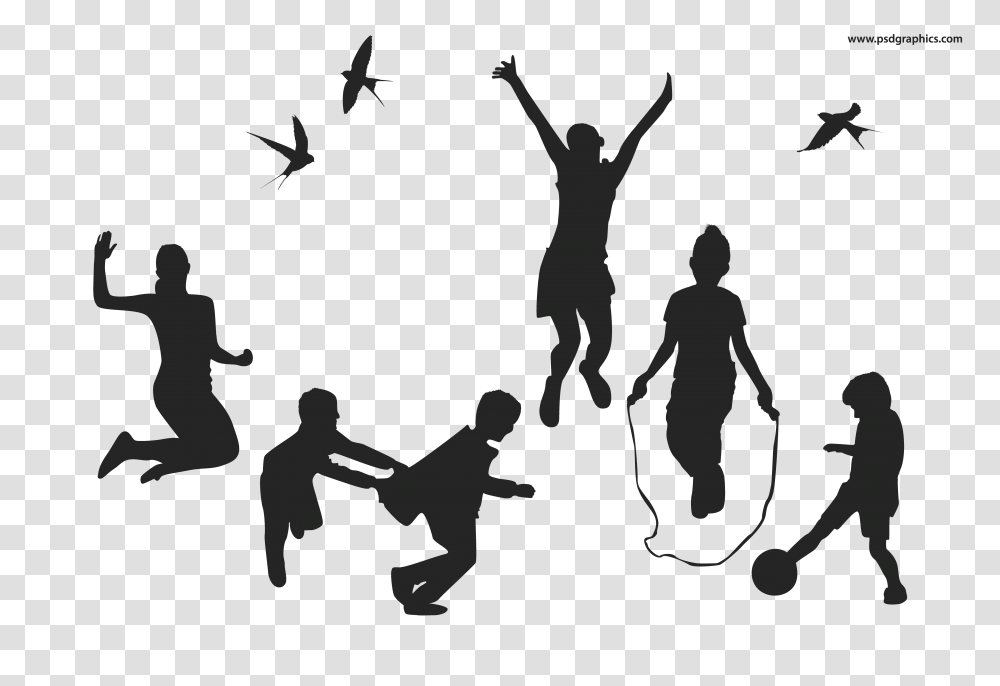 Playful Children Vector Silhouettes Psdgraphics Cold Shoulder, Person, Stencil, People, Hand Transparent Png