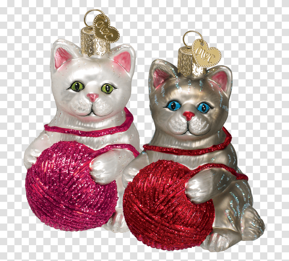 Playful Kitten W Yarn Ball Christmas Ornament, Figurine, Pet, Animal, Cat Transparent Png
