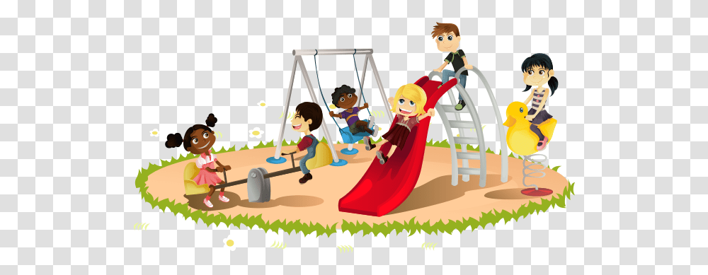 Playground Cartoon Image Illustration, Toy, Swing, Person, Human Transparent Png