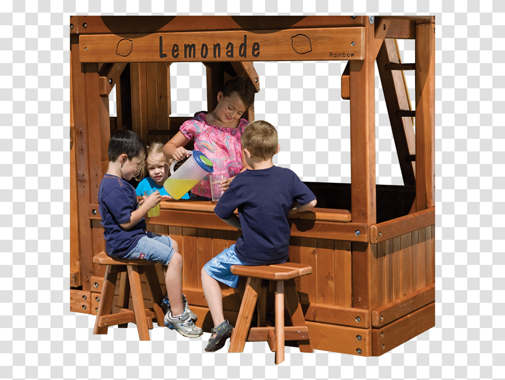 Playhouse With Lemonade Stand, Person, Wood, Plywood, Furniture Transparent Png