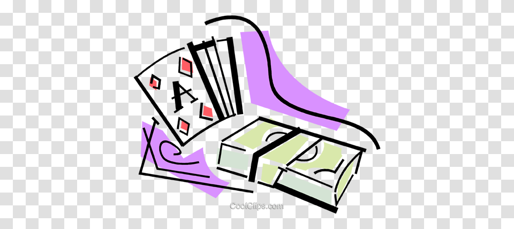 Playing Cards And A Stack Of Money Royalty Free Vector Clip Art, Advertisement, Poster, Paper Transparent Png