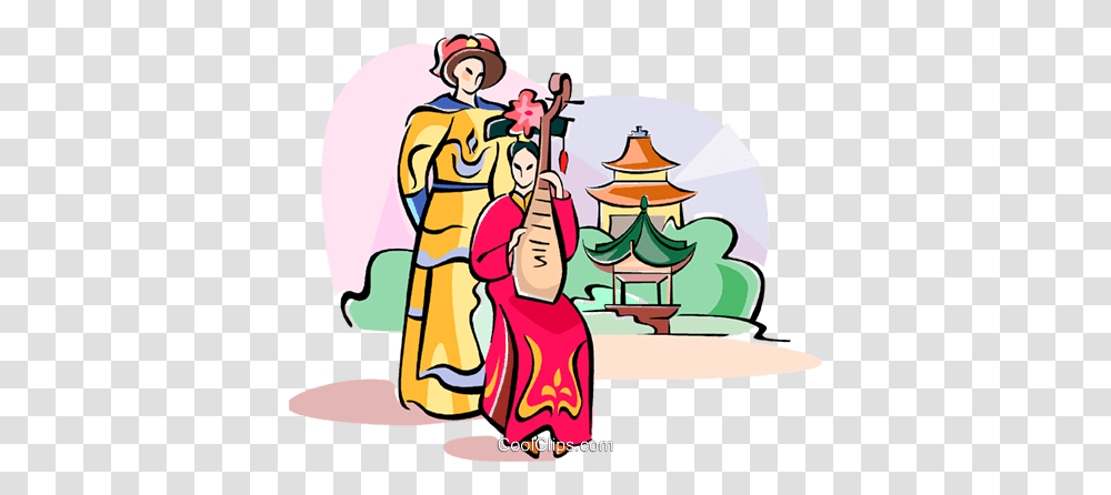 Playing On Chinese Musical Instrument Royalty Free Vector Clip Art, Vacation, Drawing, Leisure Activities, Face Transparent Png