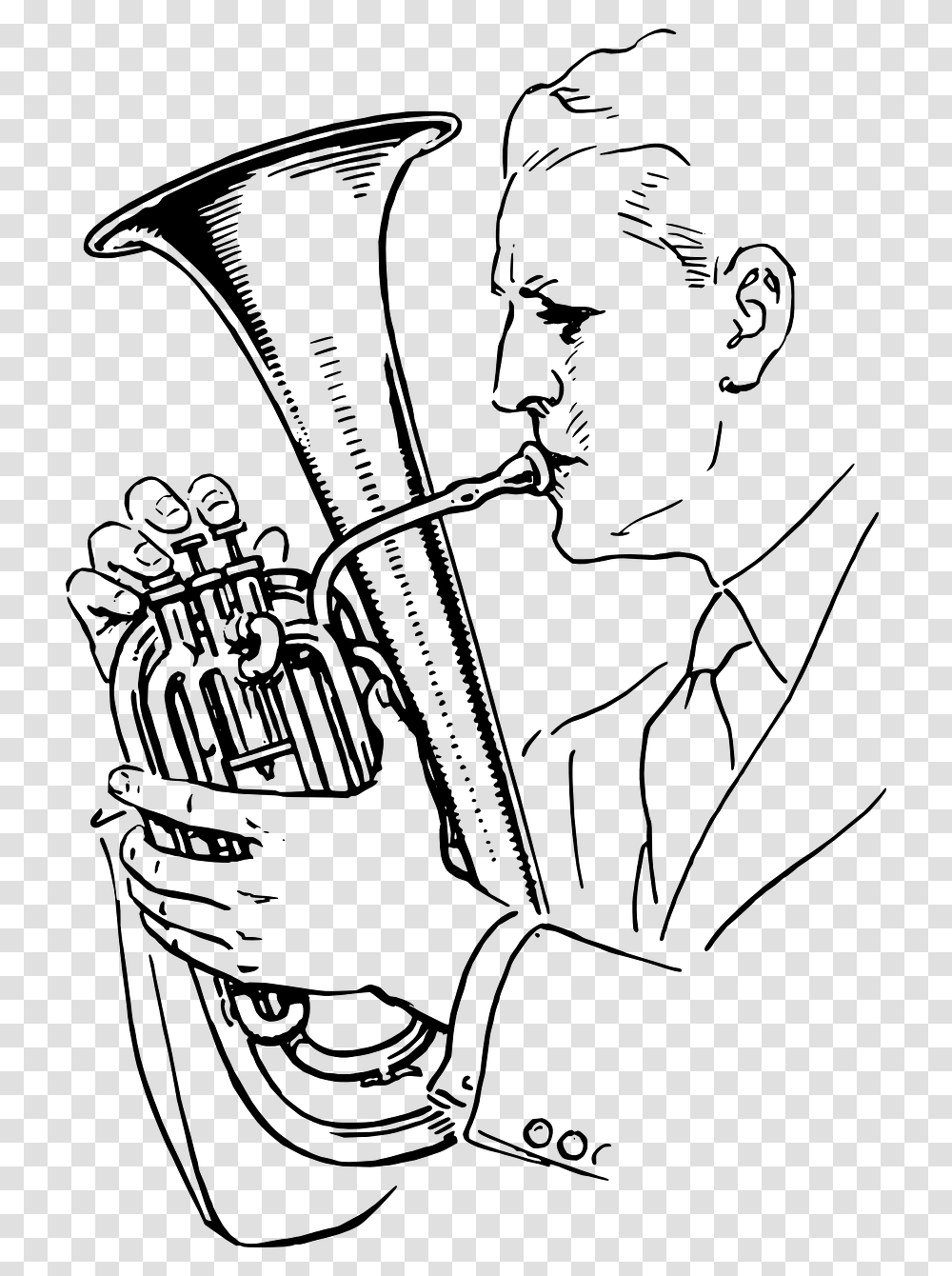 Playing Tuba Clipart Black And White, Gray, World Of Warcraft Transparent Png