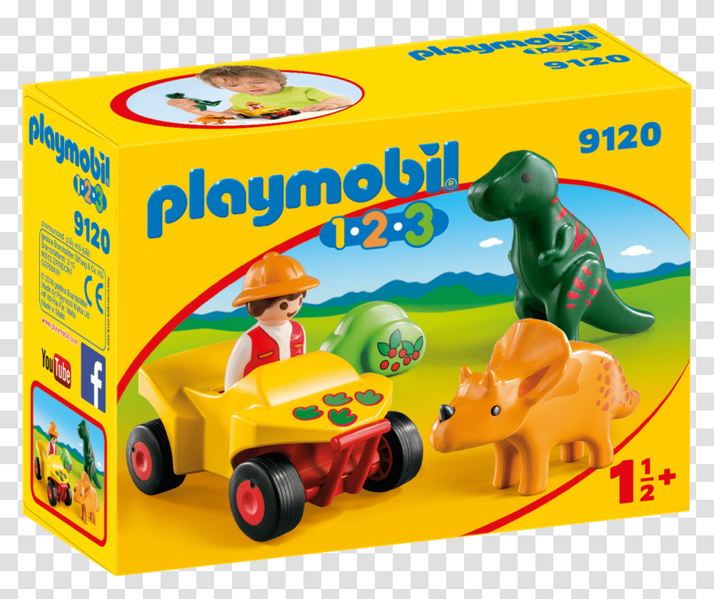 Playmobil 9120 123 Explorer With Dinos, Wheel, Toy, Person, Helmet Transparent Png