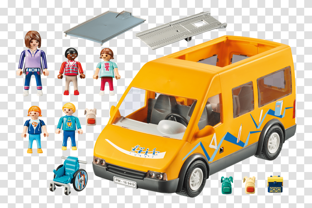 Playmobil 9419 School Bus Back Bus Playmobil, Person, Vehicle, Transportation, Van Transparent Png