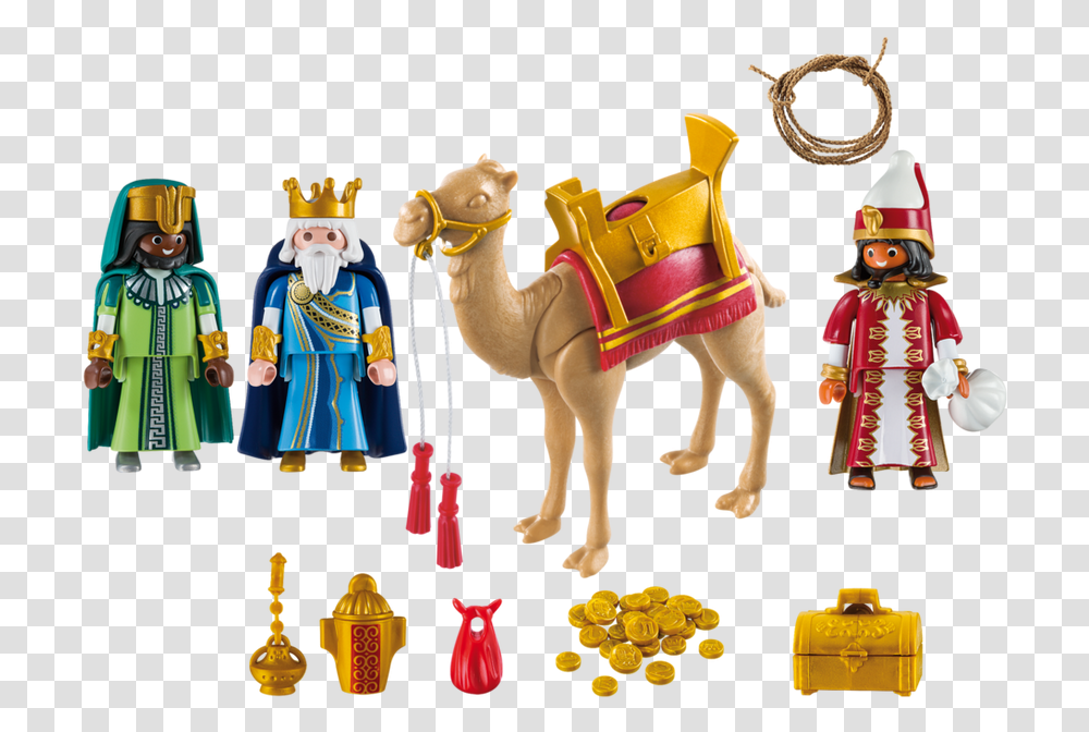 Playmobil Christmas Three Wise Kingsmen Mirre Wierook En Goud, Mammal, Animal, Camel, Person Transparent Png