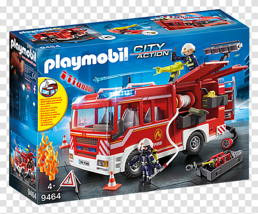 Playmobil Fire Engine Playmobil Fire Truck, Vehicle, Transportation, Helmet Transparent Png