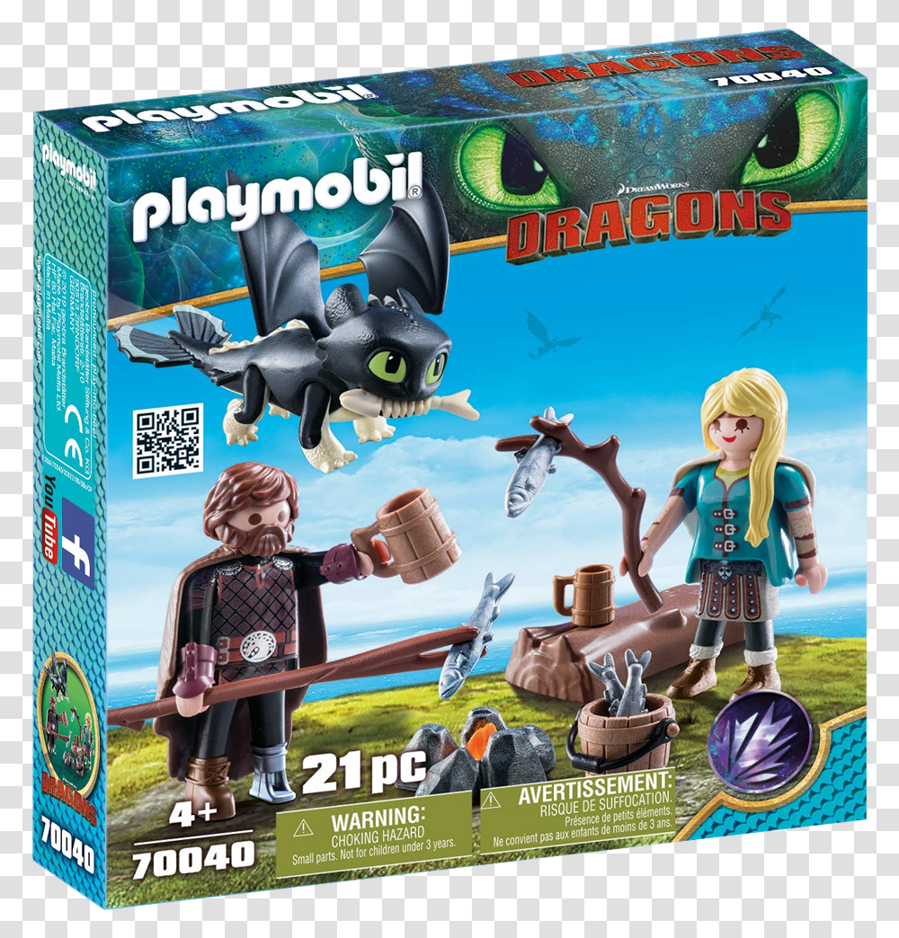 Playmobil Hiccup Astrid And Baby Dragon Playset Train Your Dragon Playmobil, Person, Human, Disk, Advertisement Transparent Png
