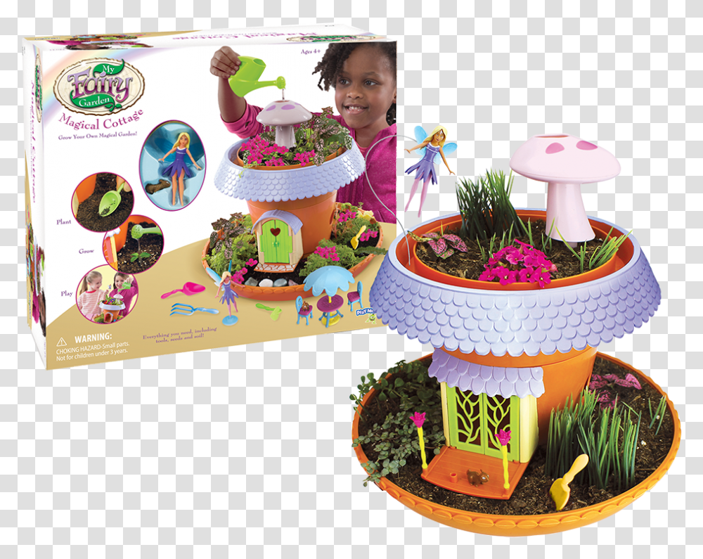Playmonster My Fairy Garden, Person, Plant, Birthday Cake, Food Transparent Png