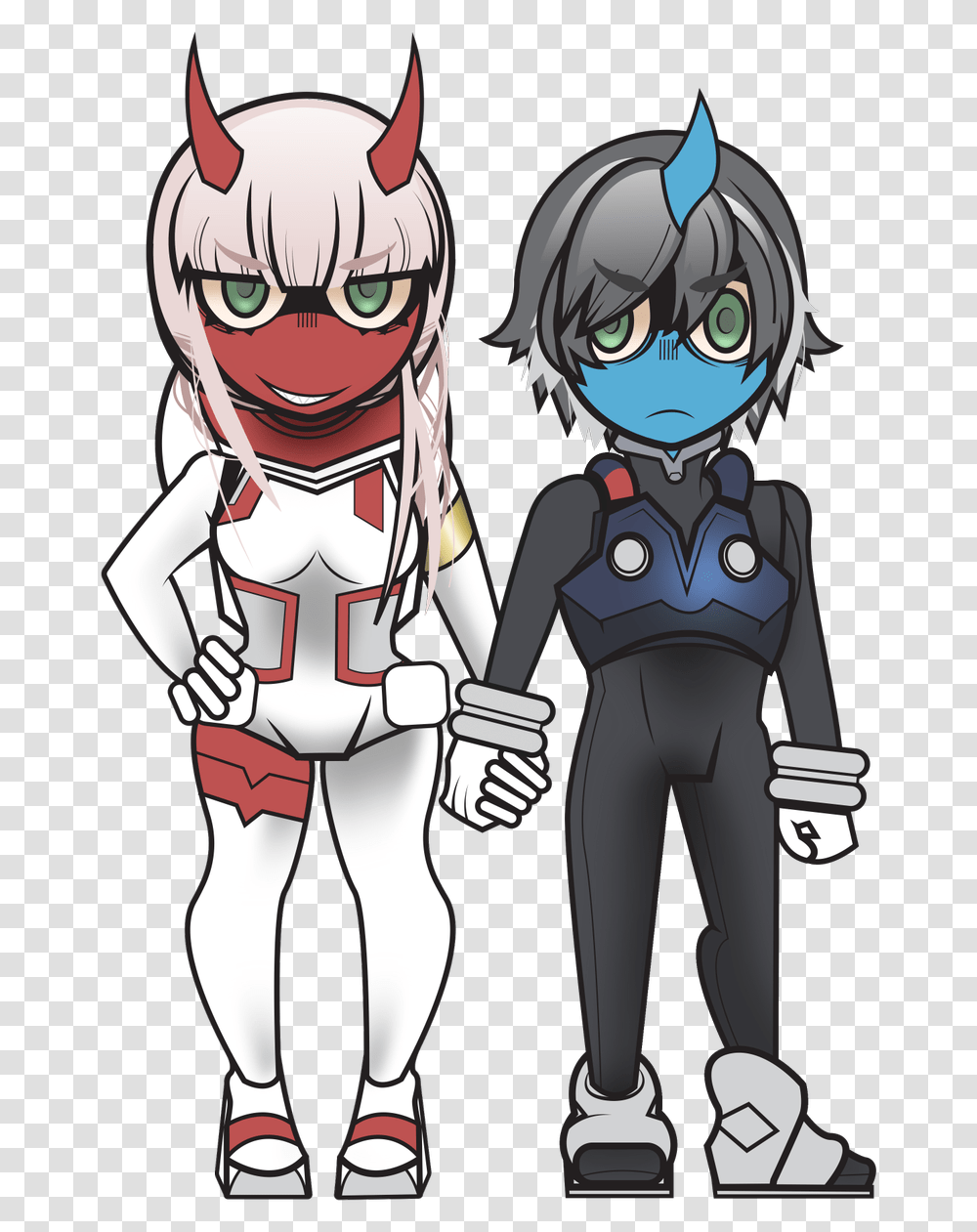 Please Let Zerotwo Get Her Smile Back Blue Hiro And Zero Two Red, Comics, Book, Manga, Toy Transparent Png