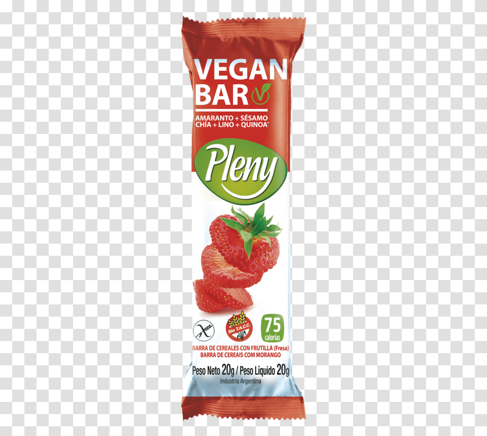 Pleny Barras De Cereal Vegan, Strawberry, Fruit, Plant, Food Transparent Png