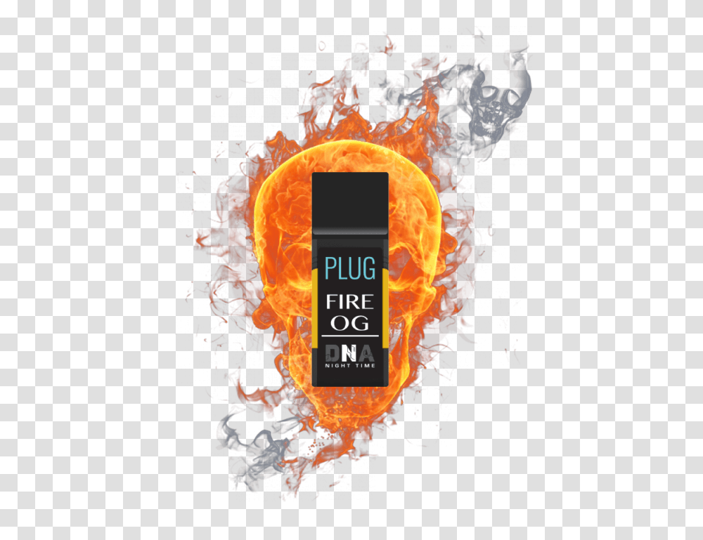 Plug Dna Fire Og Flaming Skull, Flame, Bonfire, Advertisement Transparent Png