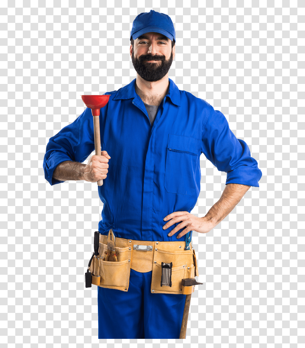 Plumber And Trade Contractors Management Software Plumber Thumbs Up, Apparel, Person, Human Transparent Png