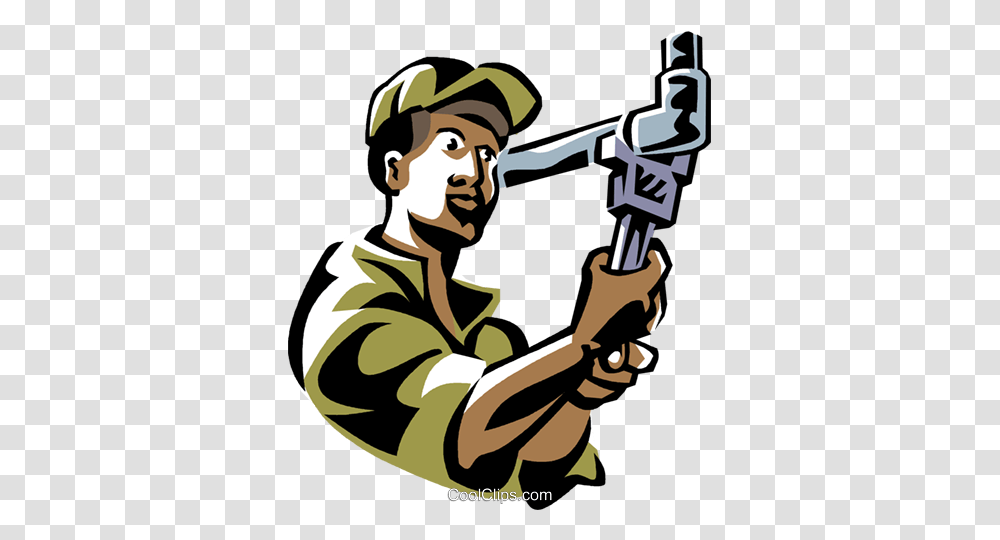 Plumber Working On A Pipe Royalty Free Vector Clip Art, Person, Human, Outdoors, Emblem Transparent Png