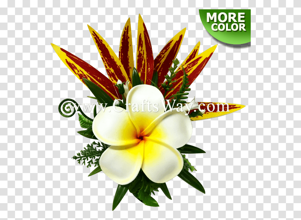 Plumeria Bi & Silk Leaves Hair Clip Artificial Flower, Plant, Graphics, Petal, Flower Bouquet Transparent Png