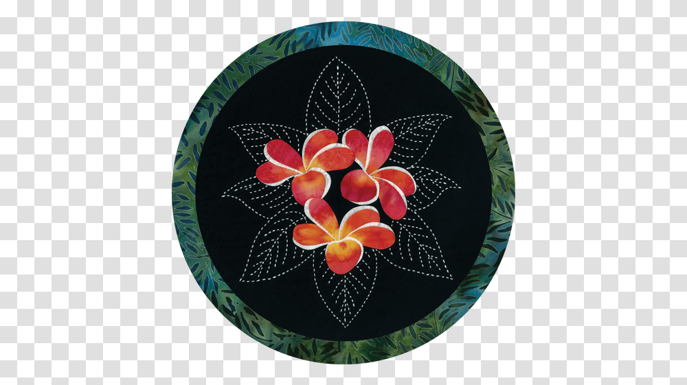 Plumeria Tropical Flowers Sashiko & Applique Fabric Kit Circle, Ornament, Pattern, Graphics, Art Transparent Png