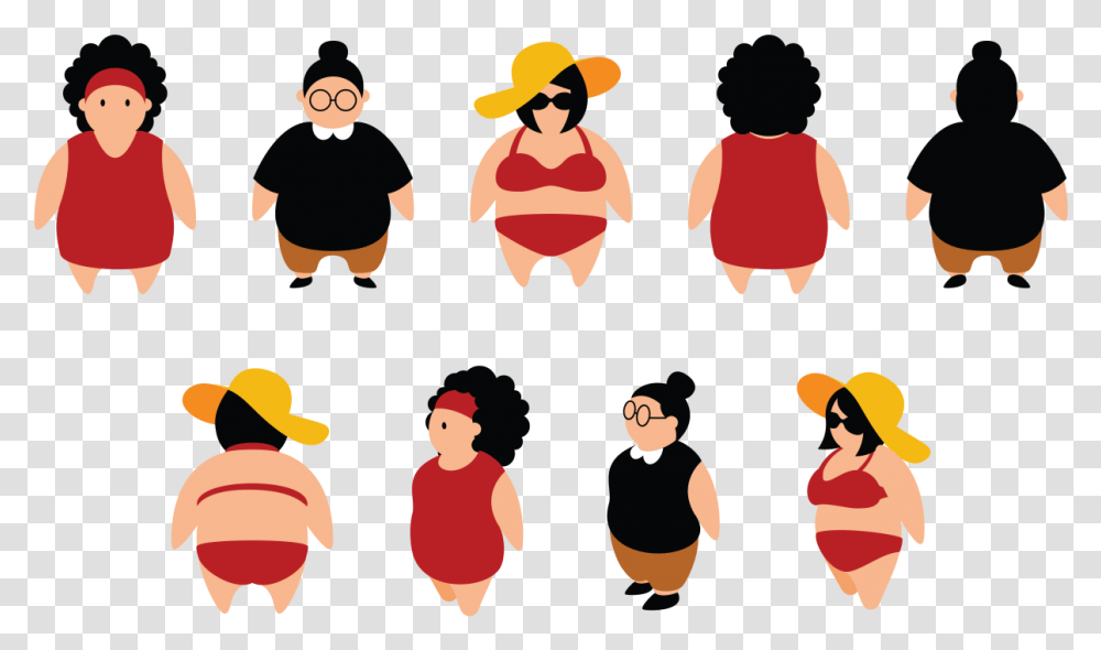 Plus Size Girls Cartoon Vector Fat Girl Free Vector, Person, Face, People, Crowd Transparent Png