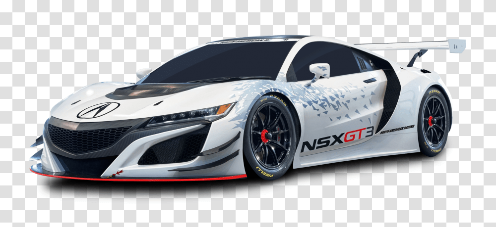 Acura NSX GT3 Racing White Car Image, Vehicle, Transportation, Automobile, Tire Transparent Png