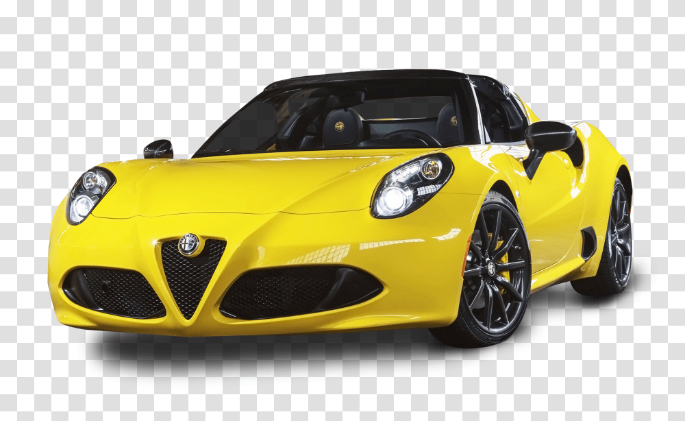 Alfa Romeo 4C Spider Yellow Car Image, Vehicle, Transportation, Tire, Wheel Transparent Png