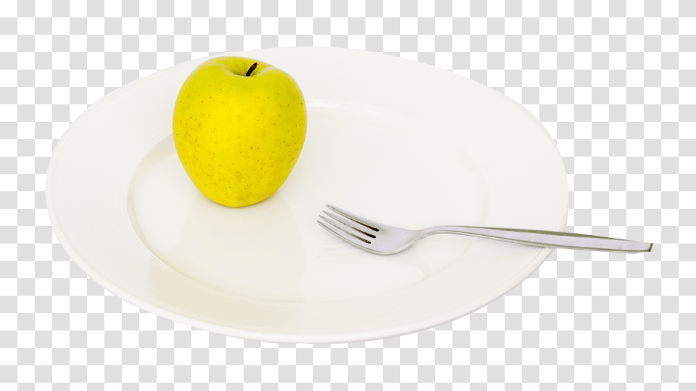 Apple And Fork On Plate Image, Fruit, Plant, Egg, Food Transparent Png