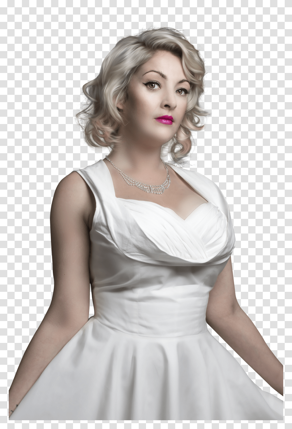 Beautiful Female Model In White Dress Image, Person, Evening Dress, Robe Transparent Png