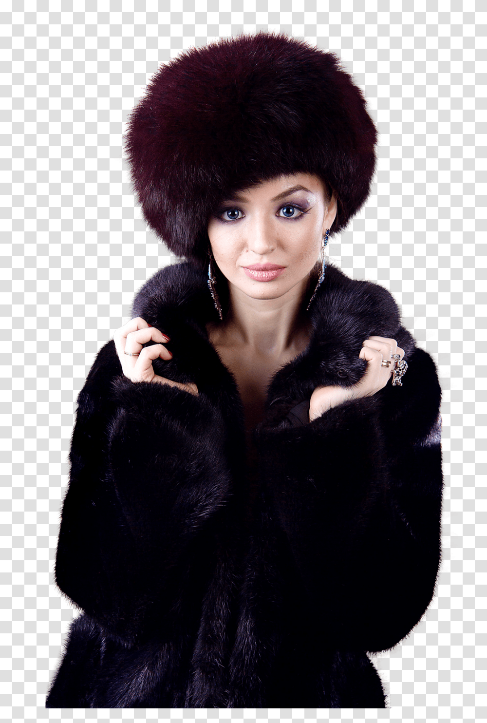 Beautiful Woman In Winter Clothes Image, Person, Hair, Fur, Human Transparent Png