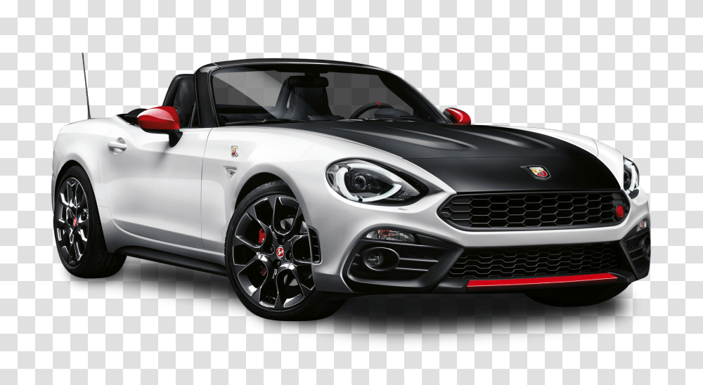 Black And White Fiat 124 Spider Abarth Car Image, Vehicle, Transportation, Automobile, Tire Transparent Png