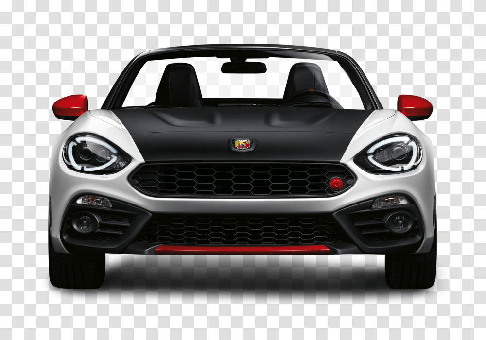 Black And White Fiat 124 Spider Abarth Front View Car Image, Vehicle, Transportation, Wheel, Machine Transparent Png