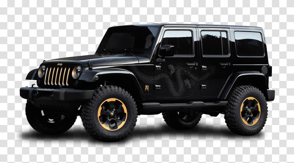 Black Jeep Wrangler Dragon Edition Car Image, Vehicle, Transportation, Automobile, Pickup Truck Transparent Png