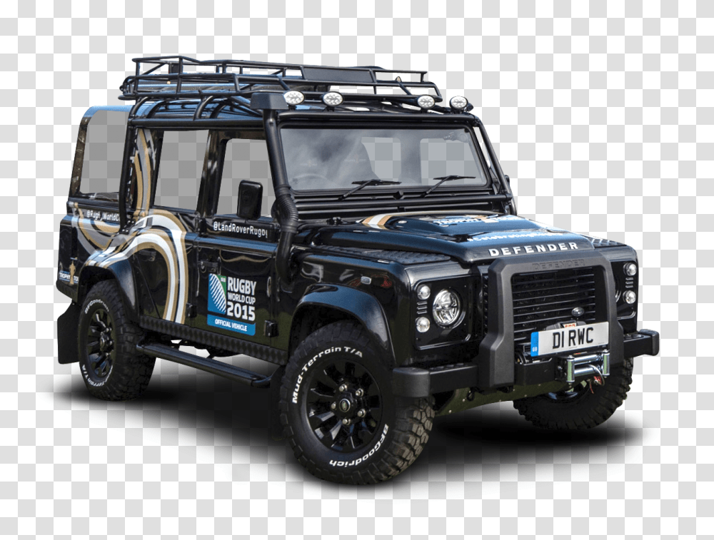 Black Land Rover Defender Car Image, Vehicle, Transportation, Automobile, Roof Rack Transparent Png