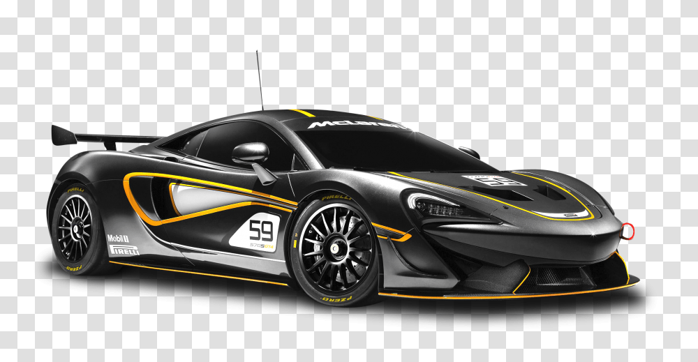 Black McLaren 570S GT4 Racing Car Image, Vehicle, Transportation, Automobile, Tire Transparent Png