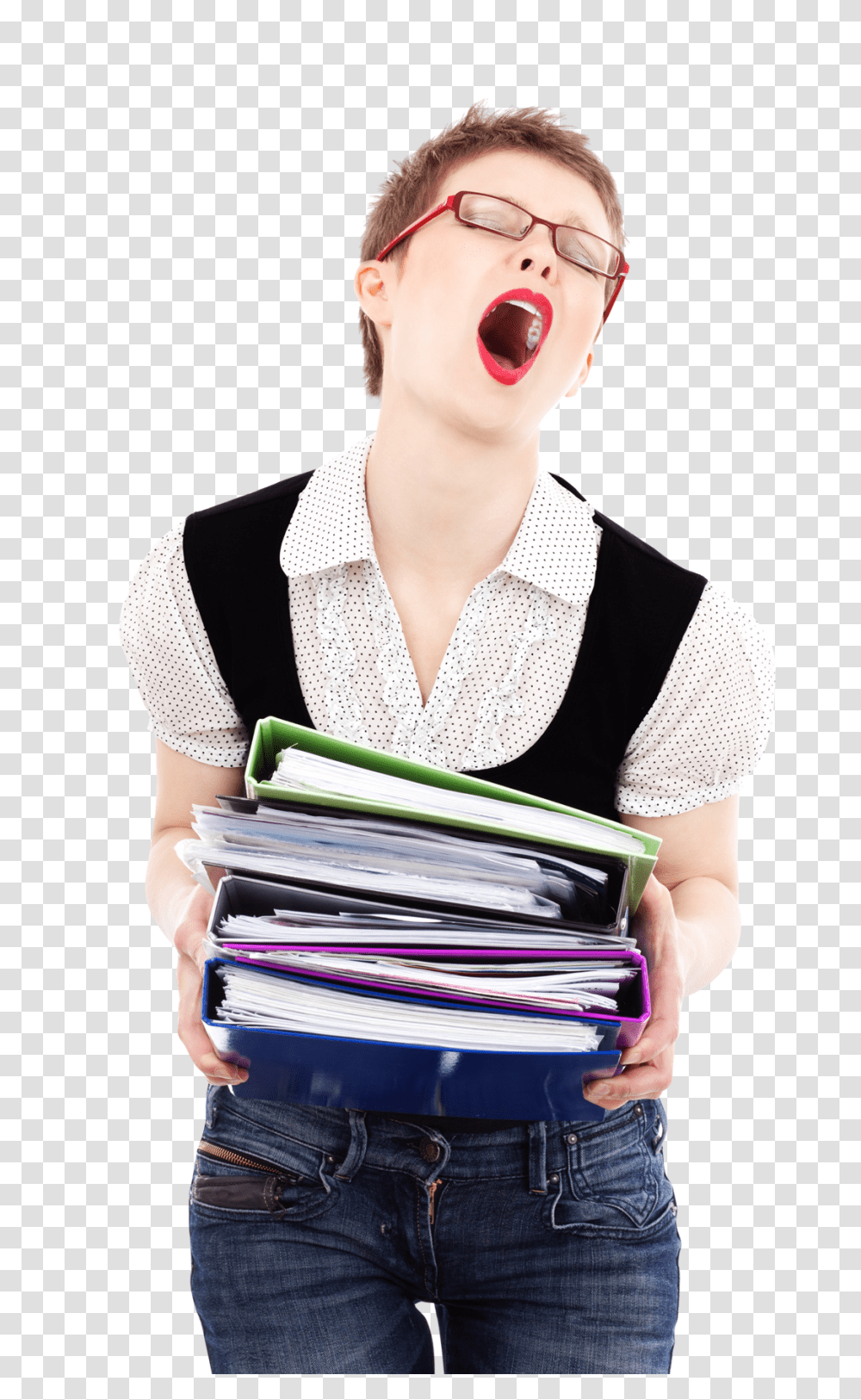 Business Woman Carrying Stack Of Files Image, Person, Human, Apparel Transparent Png