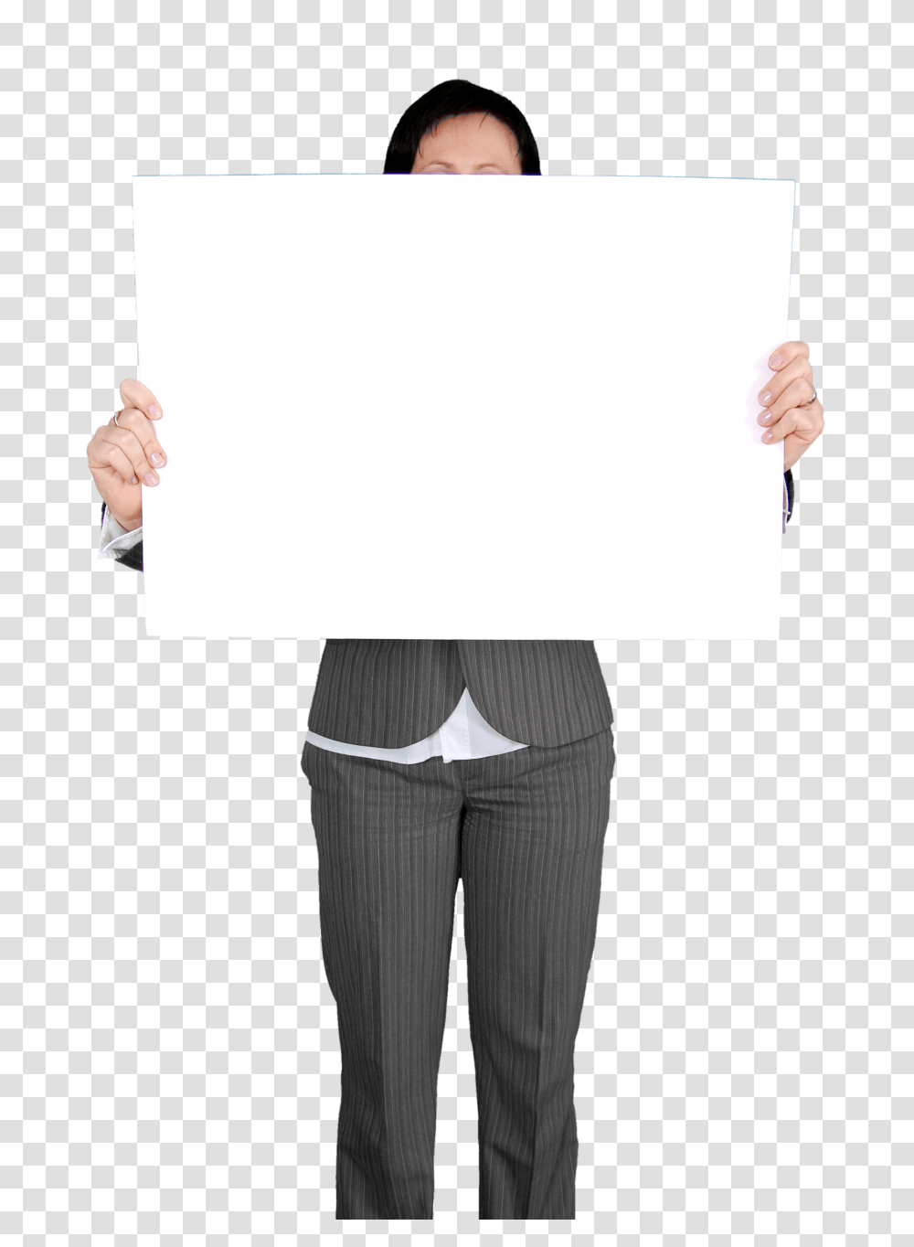 Business Woman Holding Blank White Board Image, Person, Pants, Home Decor Transparent Png