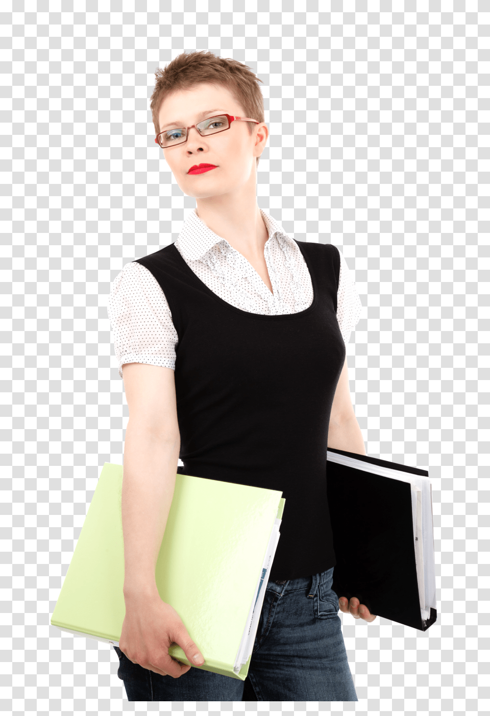 Business Woman Holding Files In Her Hands Image, Person, Sleeve, Long Sleeve Transparent Png