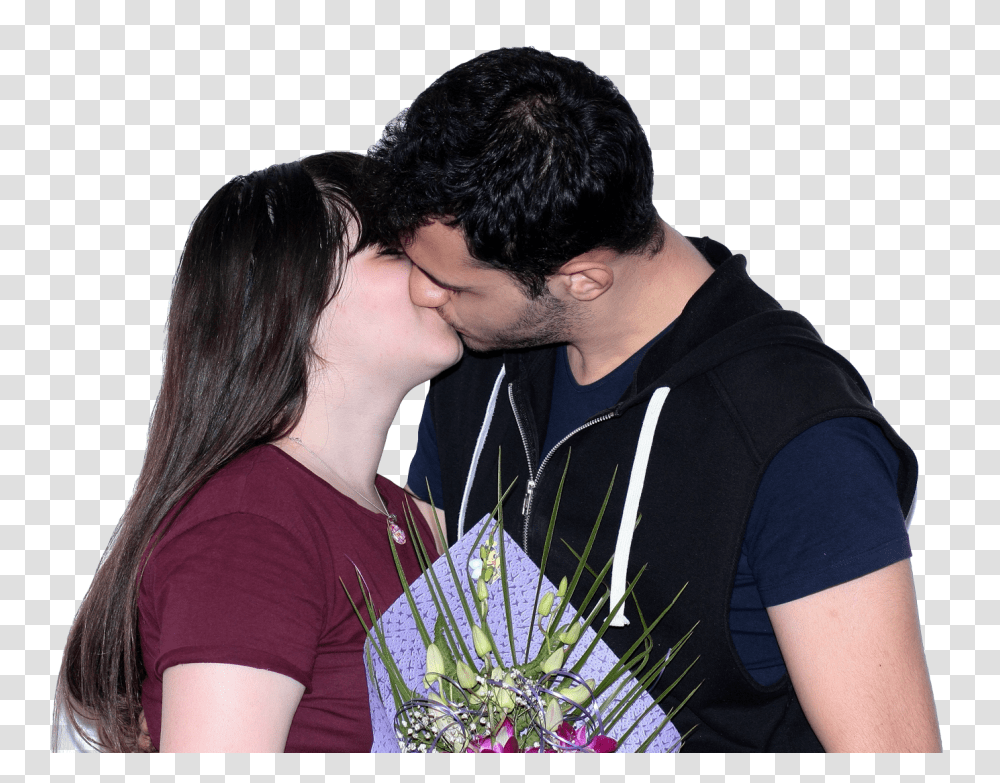 Couple Kissing Image, Person, Plant, Flower, Flower Arrangement Transparent Png