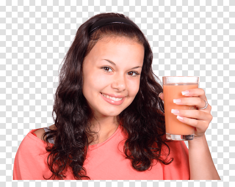 Cute Girl Holding Glass Of Fresh Juice Image, Person, Beverage, Face, Female Transparent Png