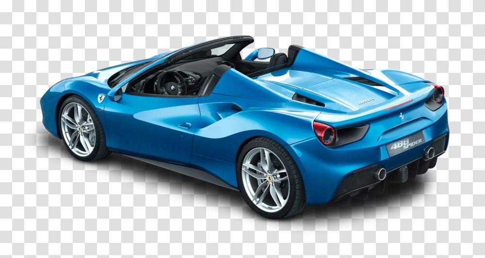 Ferrari 488 Spider Blue Car Back Image, Vehicle, Transportation, Convertible, Sports Car Transparent Png