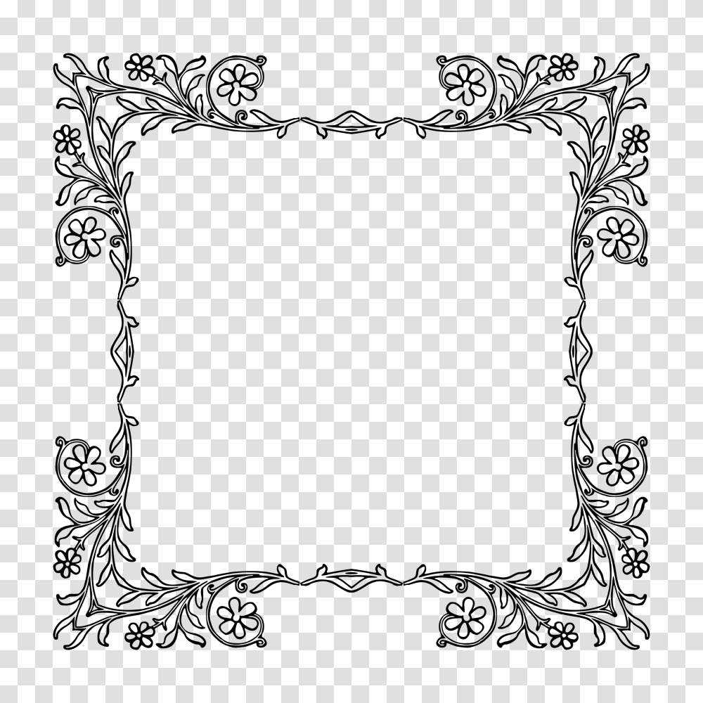Floral Border Image, Stencil, Axe, Tool Transparent Png