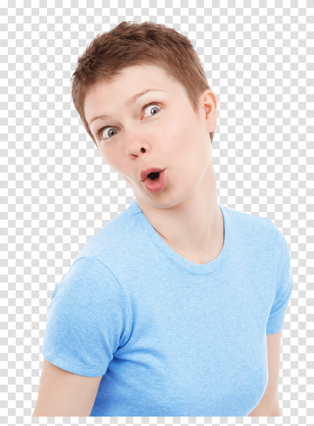 Funny Portrait Of Cute Surprised Woman Image, Person, Face, Sleeve Transparent Png