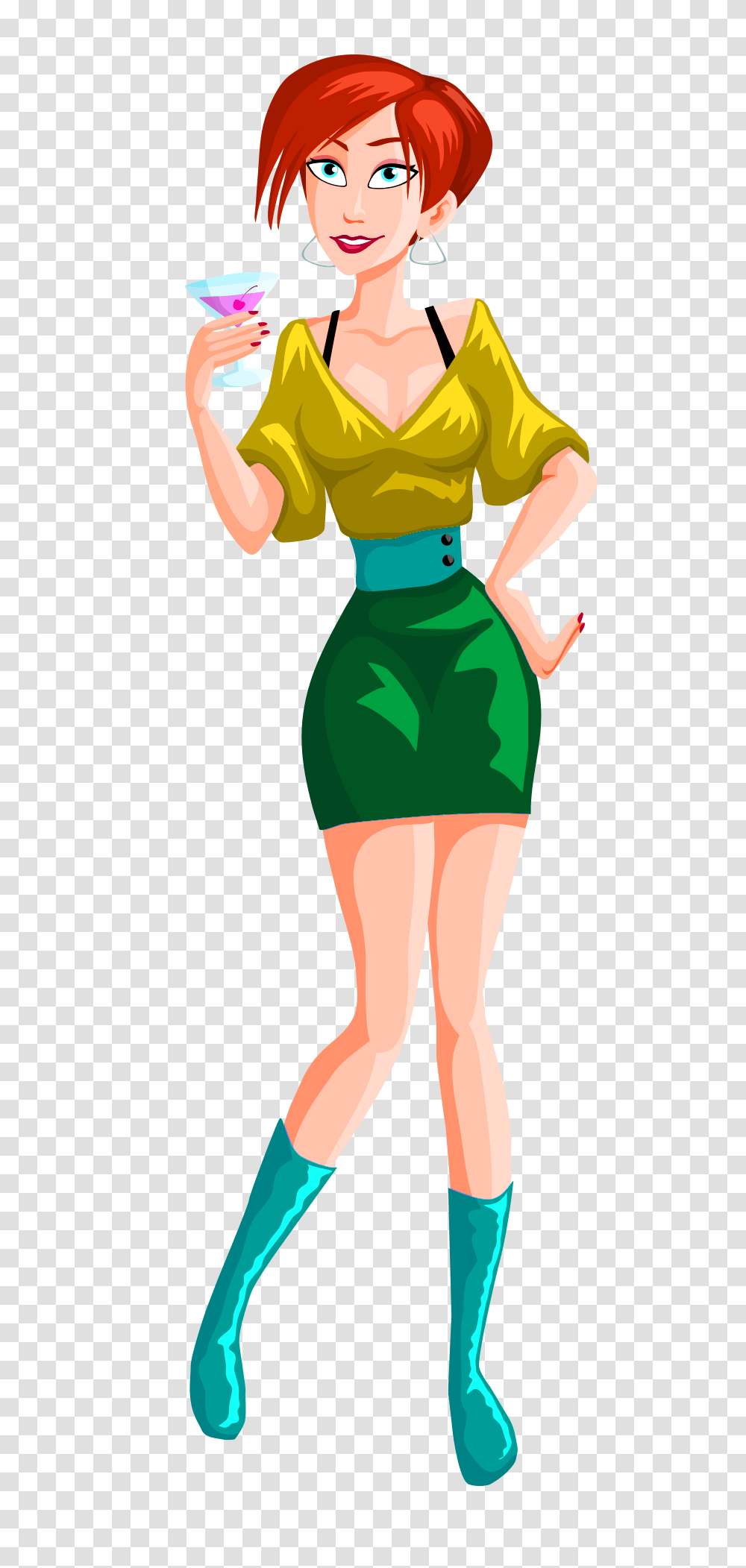 Girl Drinking Vector Image, Sleeve, Dress, Female Transparent Png