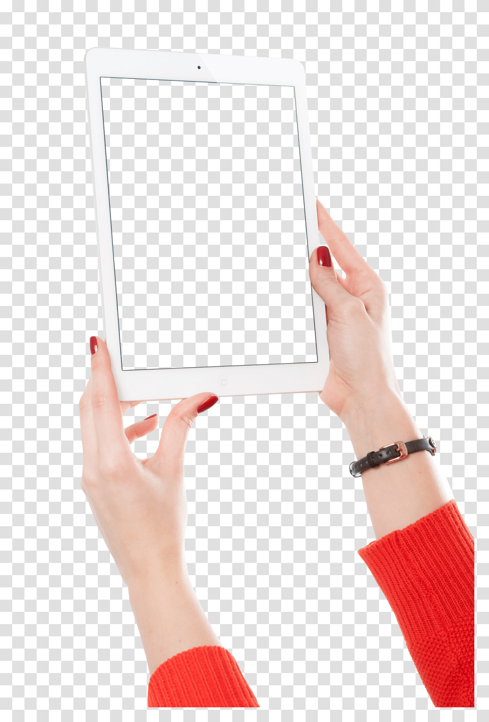 Girl Hand Holding White Tablet Image, Person, Face, Sock Transparent Png