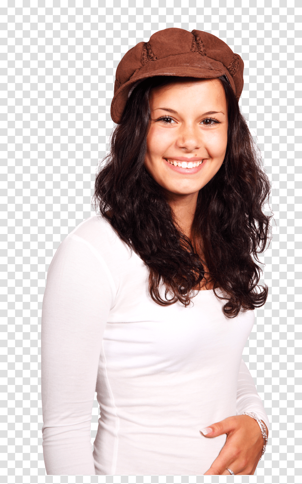 Girl With Hat On Her Head Image, Person, Face, Smile, Hair Transparent Png