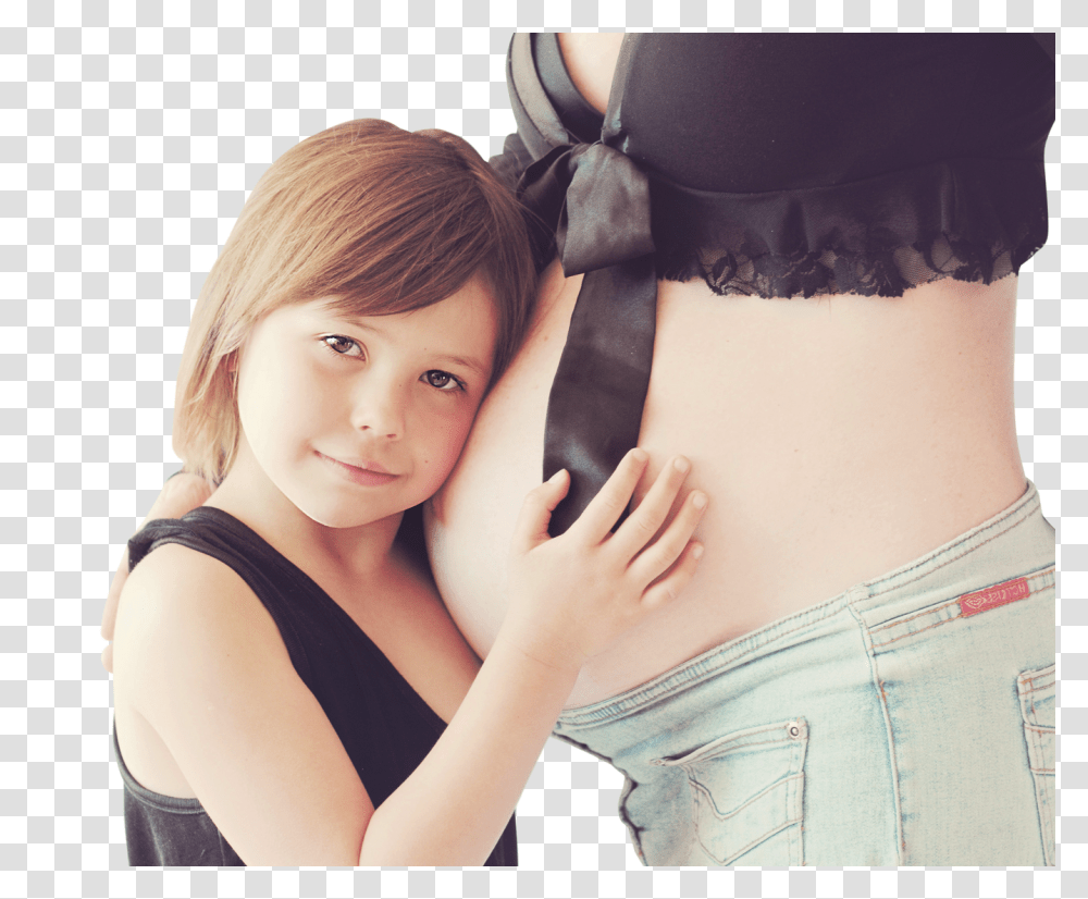 Happy Child Holding Belly Of Pregnant Woman Image, Person, Cushion, Accessories, Finger Transparent Png