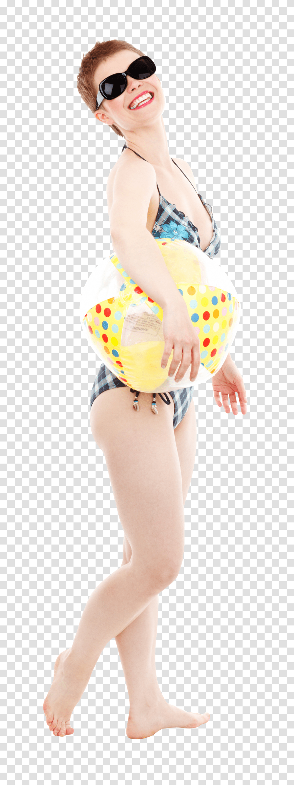 Happy Sexy Woman With Beach Ball Image, Person, Sunglasses, Accessories, Accessory Transparent Png