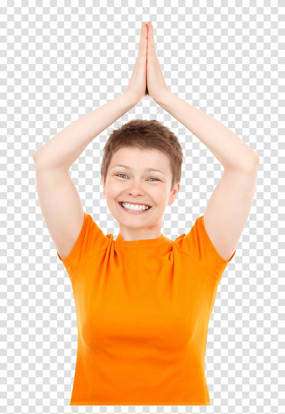 Happy Woman Joining Her Palms Together Image, Person, Face, Human, Smile Transparent Png