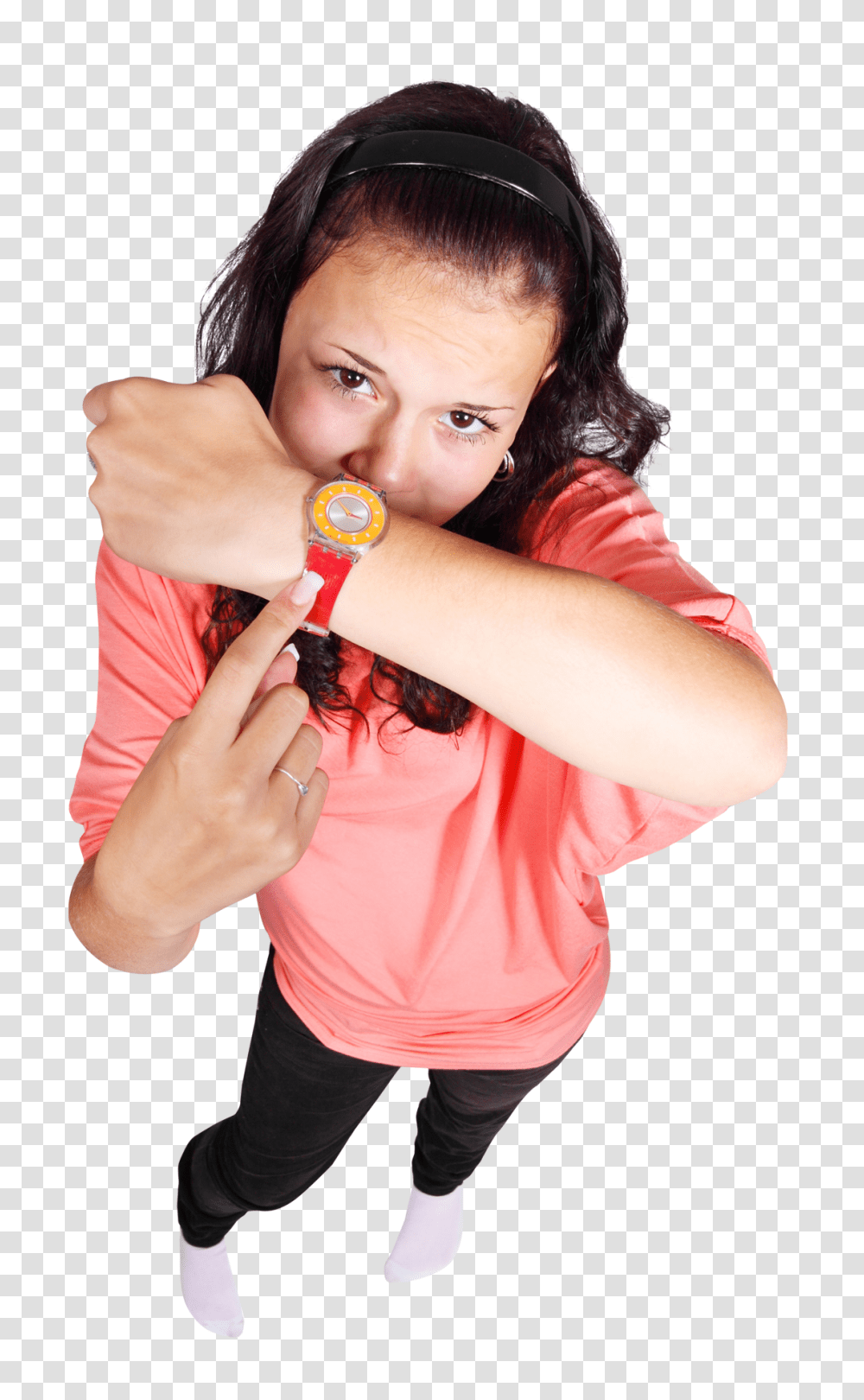 Happy Young Girl Pointing Finger, Person, Human, Wristwatch, Rattle Transparent Png