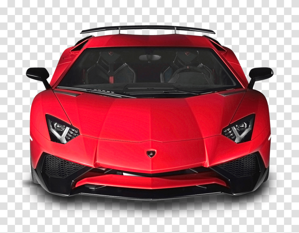 Lamborghini Aventador Red Car Front Image, Vehicle, Transportation, Automobile, Windshield Transparent Png