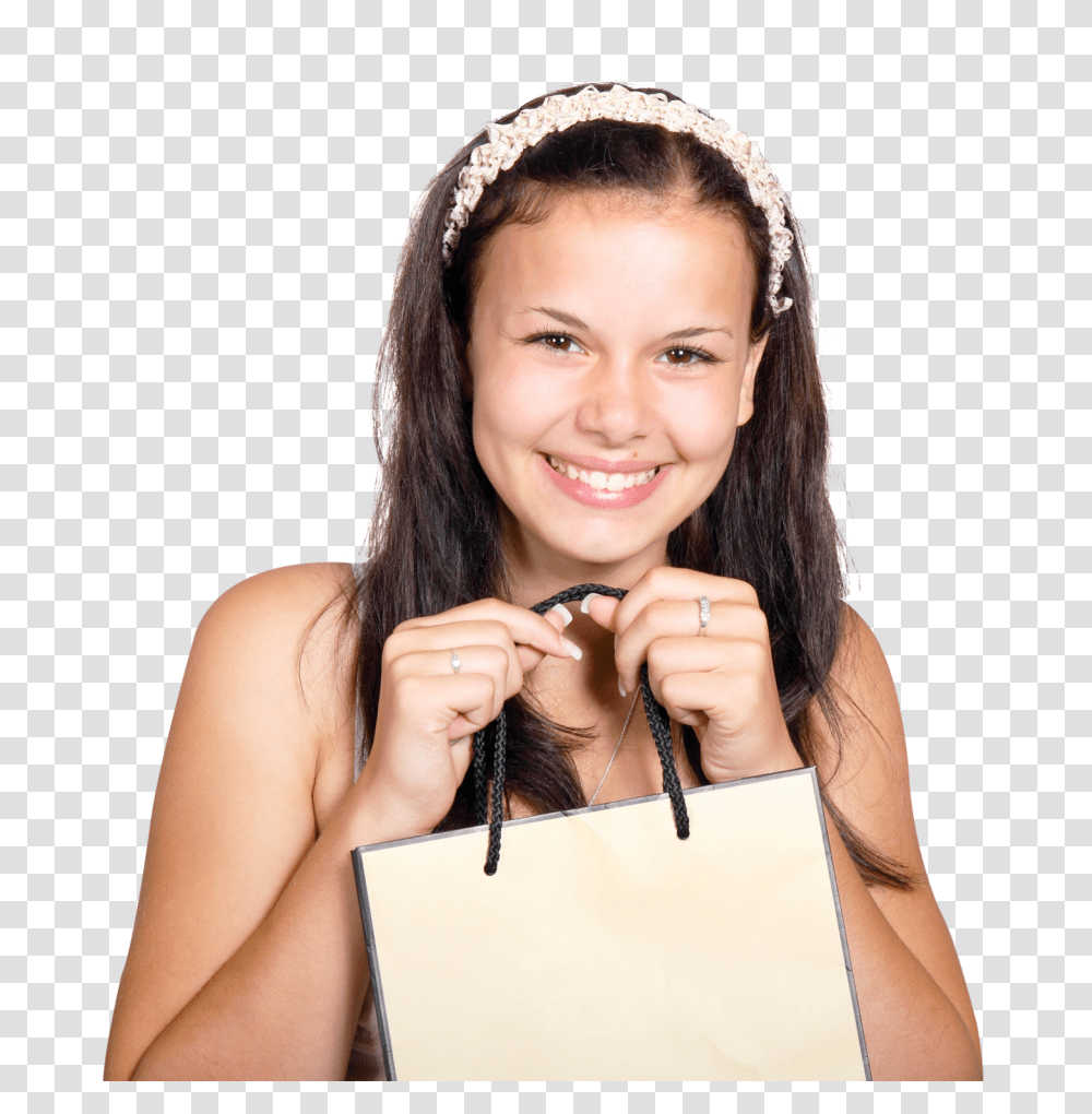 Lovely Young Woman Carrying Shopping Bag Image, Person, Human, Face, Female Transparent Png